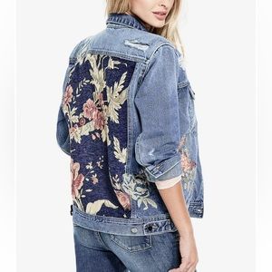 GUESS Denim Floral Embroidered Jacket